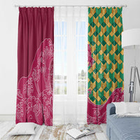 Japanese Bishamon-Kikkou Pattern Window Curtain Water Pillar Silent River Flow - Polynesian Pride
