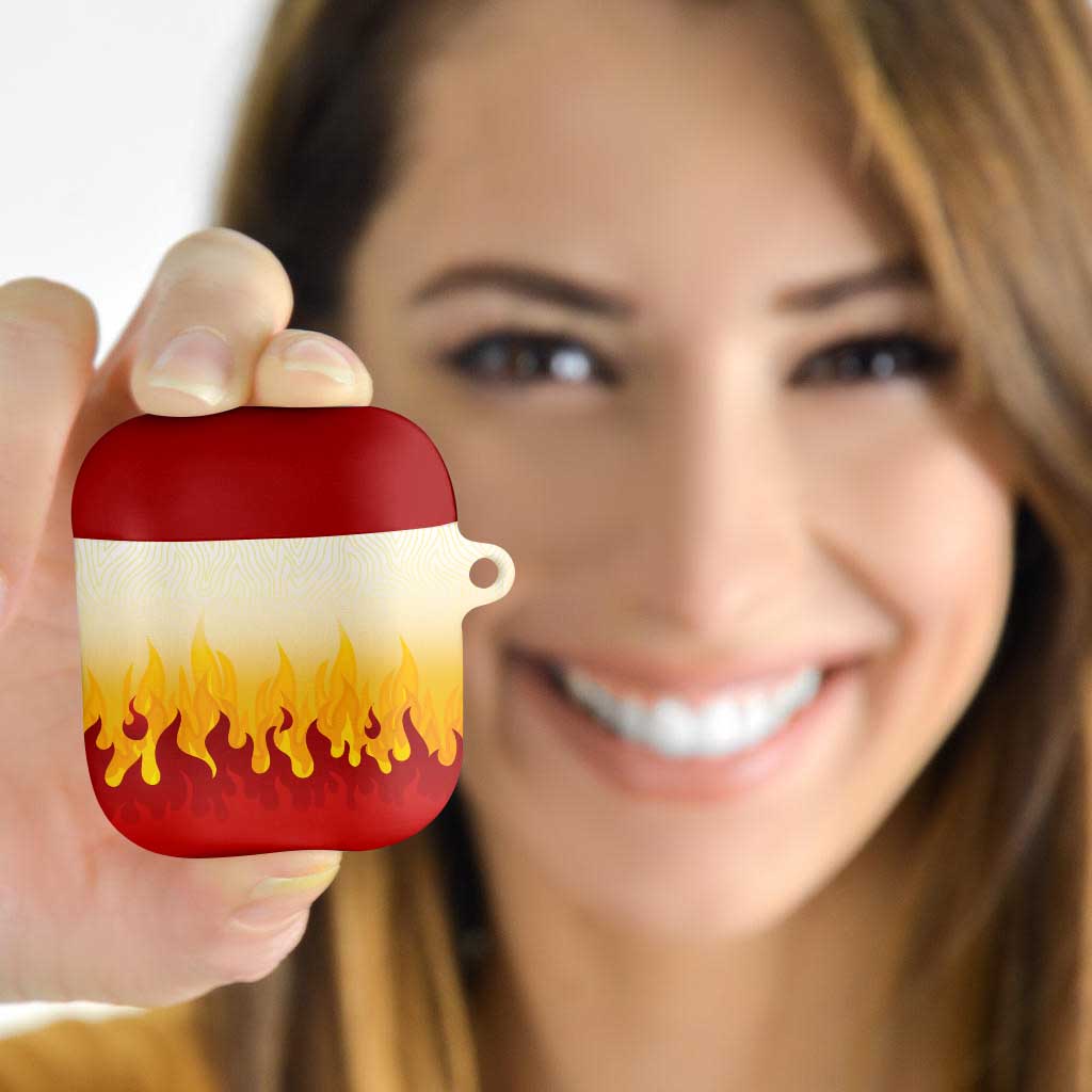 Japanese Kaen Pattern AirPods Case Flame Pillar Blazing Lion Heart LT9 Red - Polynesian Pride