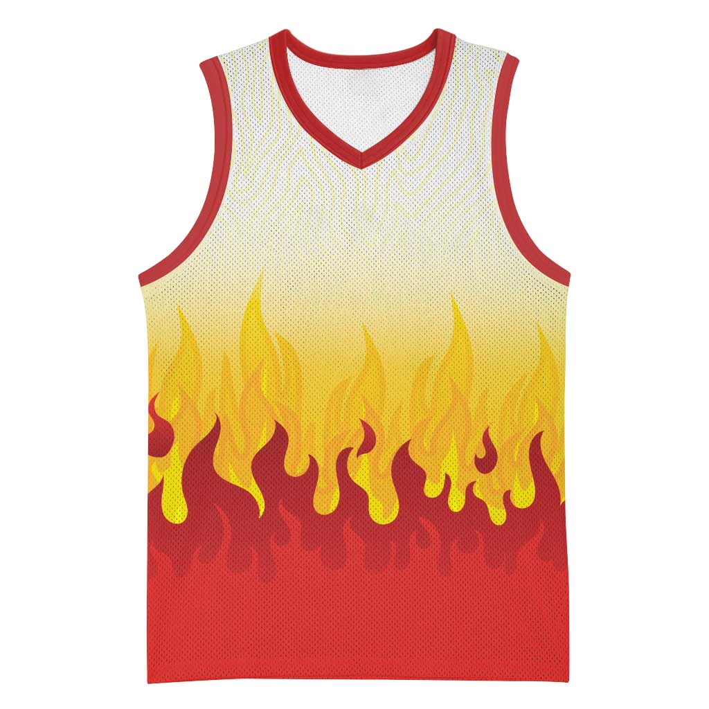 Japanese Kaen Pattern Basketball Jersey Flame Pillar Blazing Lion Heart LT9 Unisex Red - Polynesian Pride