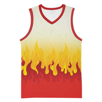 Japanese Kaen Pattern Basketball Jersey Flame Pillar Blazing Lion Heart LT9 Unisex Red - Polynesian Pride