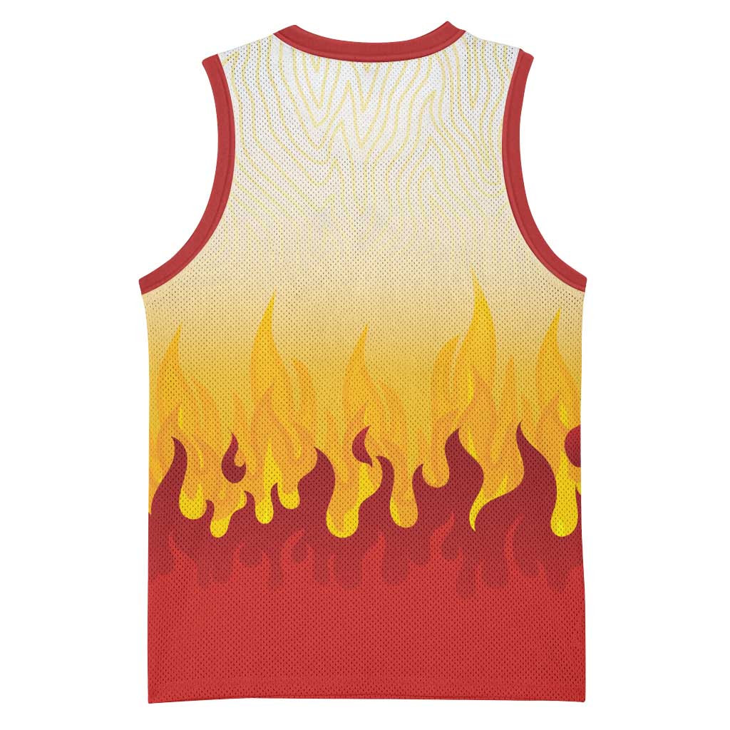 Japanese Kaen Pattern Basketball Jersey Flame Pillar Blazing Lion Heart LT9 - Polynesian Pride