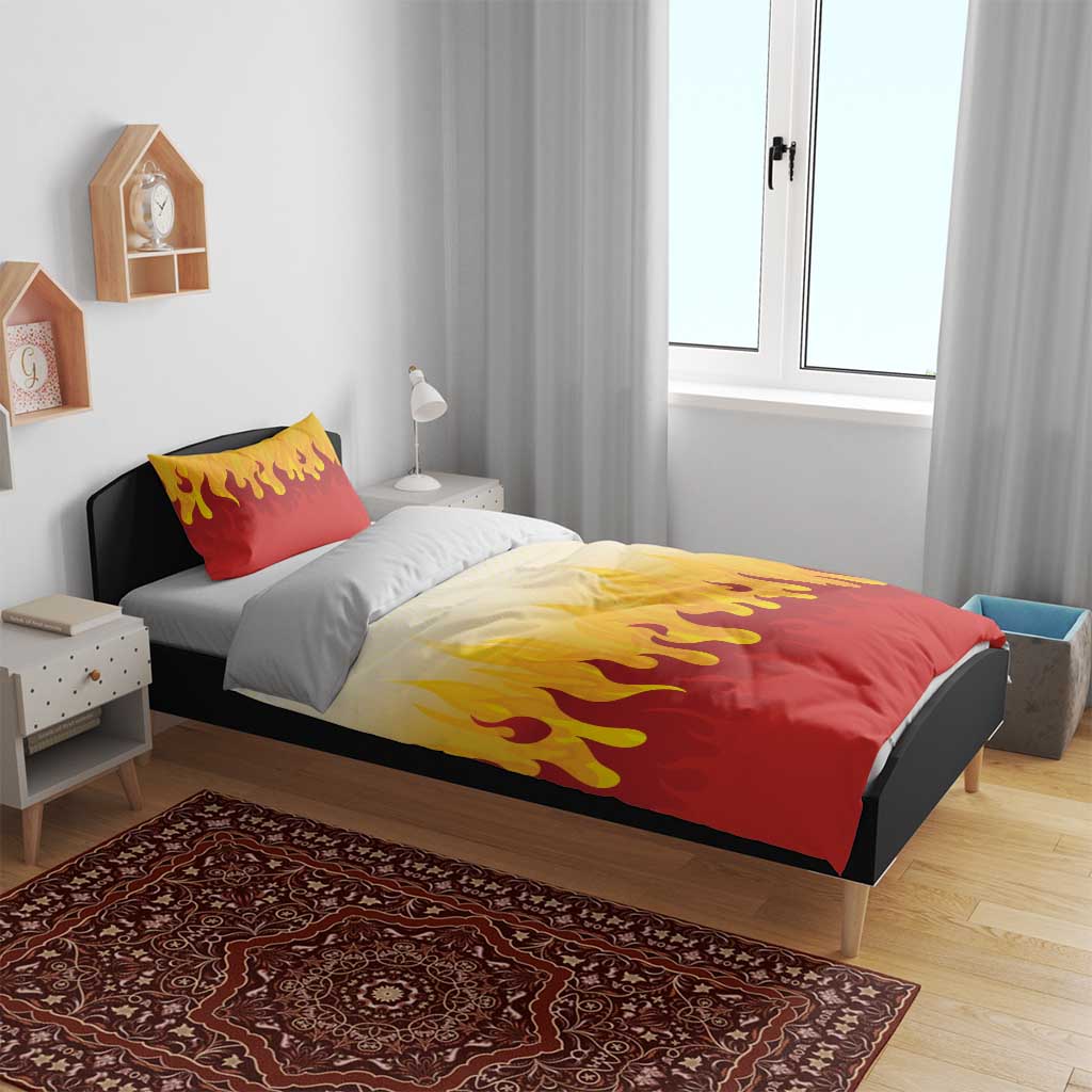 Japanese Kaen Pattern Bedding Set Flame Pillar Blazing Lion Heart - Polynesian Pride