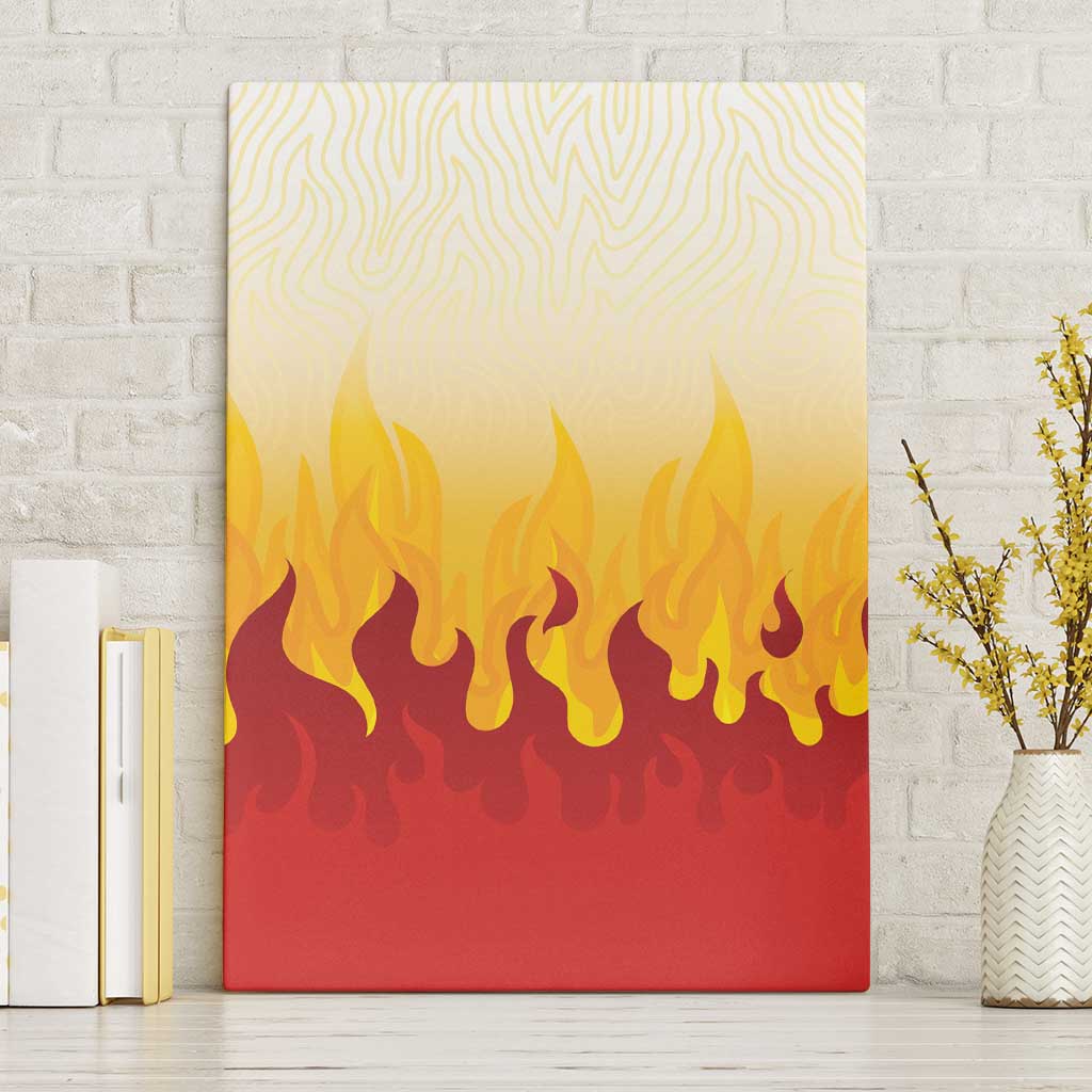 Japanese Kaen Pattern Canvas Wall Art Flame Pillar Blazing Lion Heart LT9 Without Frame Red - Polynesian Pride