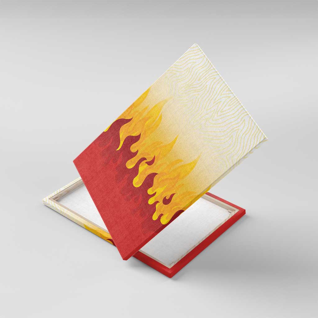 Japanese Kaen Pattern Canvas Wall Art Flame Pillar Blazing Lion Heart LT9 With Frame Red - Polynesian Pride