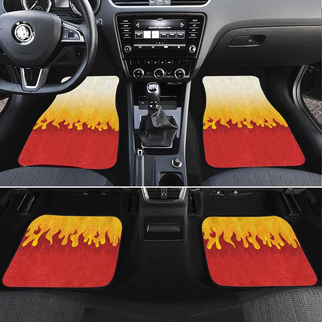 Japanese Kaen Pattern Car Mats Flame Pillar Blazing Lion Heart LT9 Set 4pcs Red - Polynesian Pride