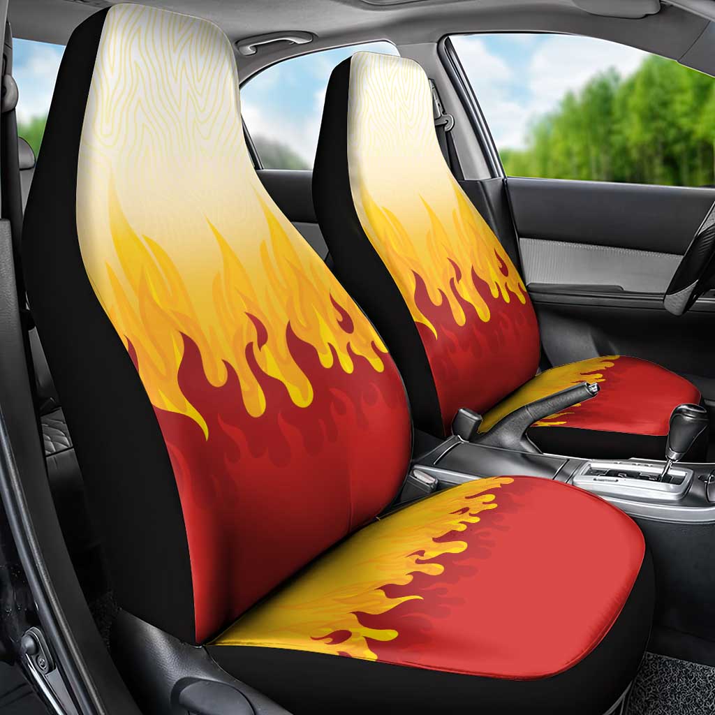 Japanese Kaen Pattern Car Seat Cover Flame Pillar Blazing Lion Heart - Polynesian Pride