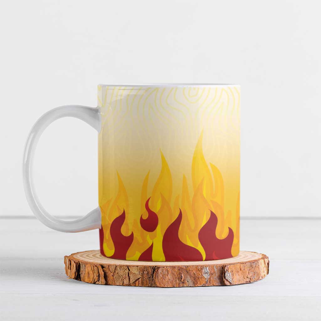 Japanese Kaen Pattern Ceramic Mug Flame Pillar Blazing Lion Heart LT9 Red - Polynesian Pride