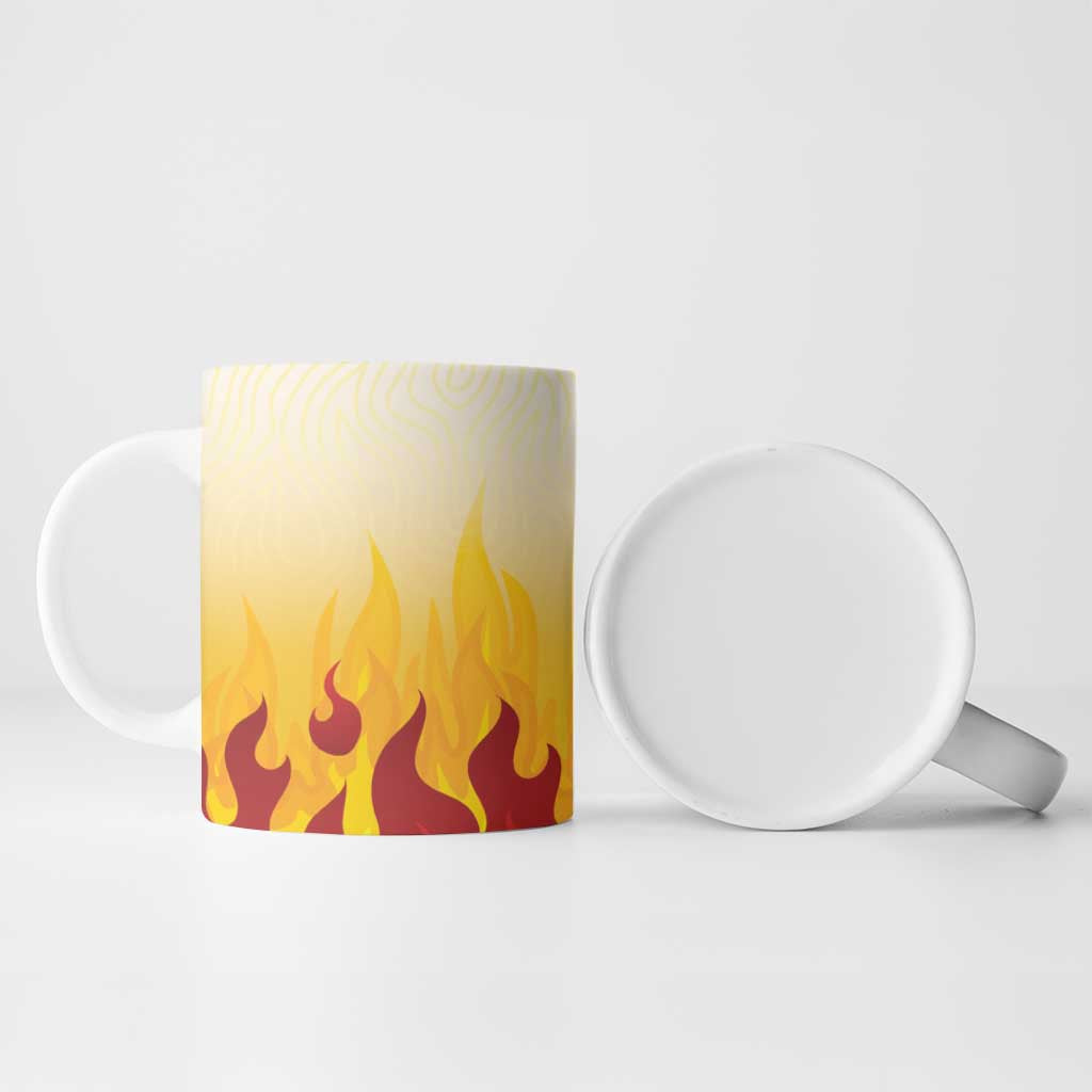 Japanese Kaen Pattern Ceramic Mug Flame Pillar Blazing Lion Heart LT9 - Polynesian Pride