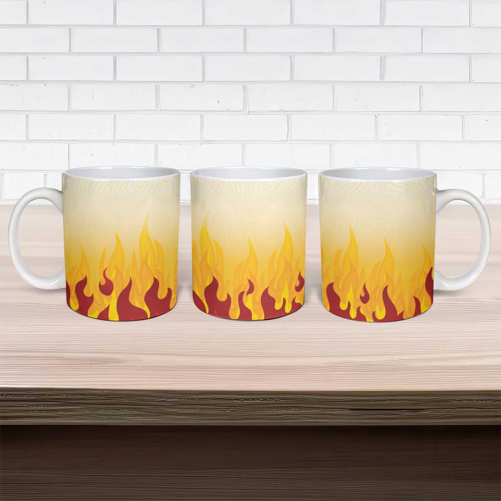 Japanese Kaen Pattern Ceramic Mug Flame Pillar Blazing Lion Heart LT9 - Polynesian Pride