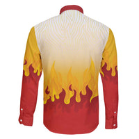 Japanese Kaen Pattern Family Matching Long Sleeve Bodycon Dress and Hawaiian Shirt Flame Pillar Blazing Lion Heart - Polynesian Pride