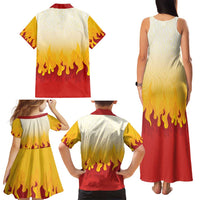 Japanese Kaen Pattern Family Matching Tank Maxi Dress and Hawaiian Shirt Flame Pillar Blazing Lion Heart - Polynesian Pride
