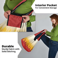 Japanese Kaen Pattern Grocery Bag Flame Pillar Blazing Lion Heart - Polynesian Pride