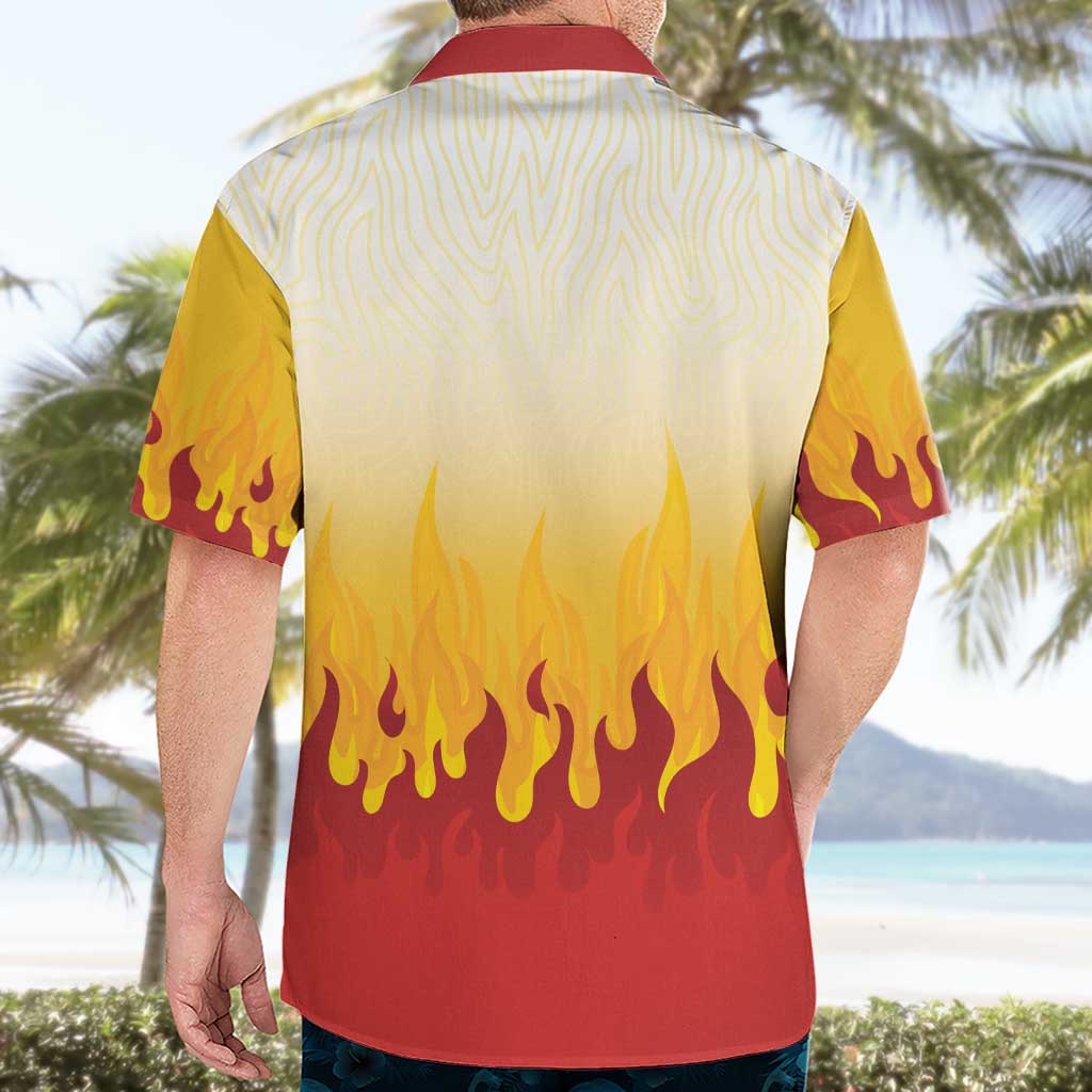 Japanese Kaen Pattern Hawaiian Shirt Flame Pillar Blazing Lion Heart - Polynesian Pride