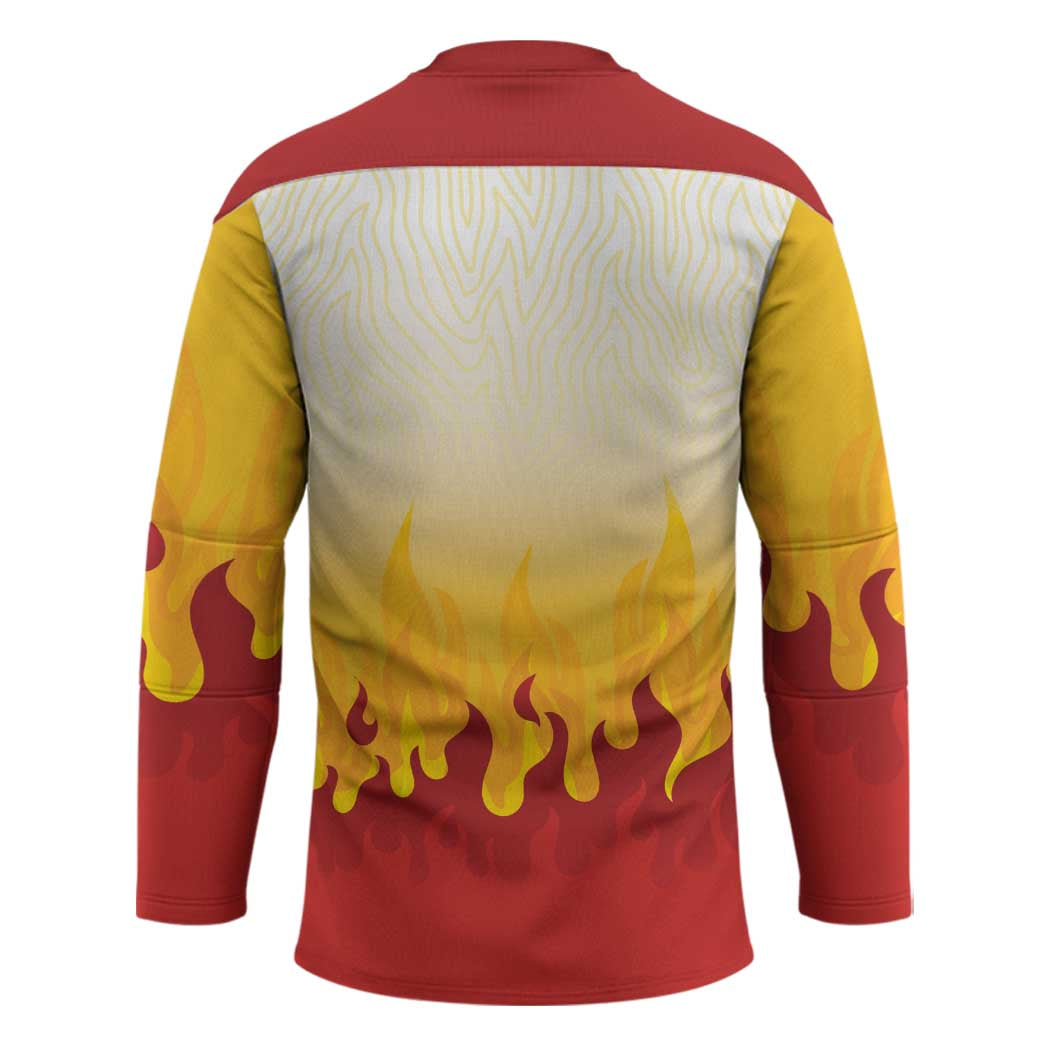 Japanese Kaen Pattern Hockey Jersey Flame Pillar Blazing Lion Heart LT9 - Polynesian Pride
