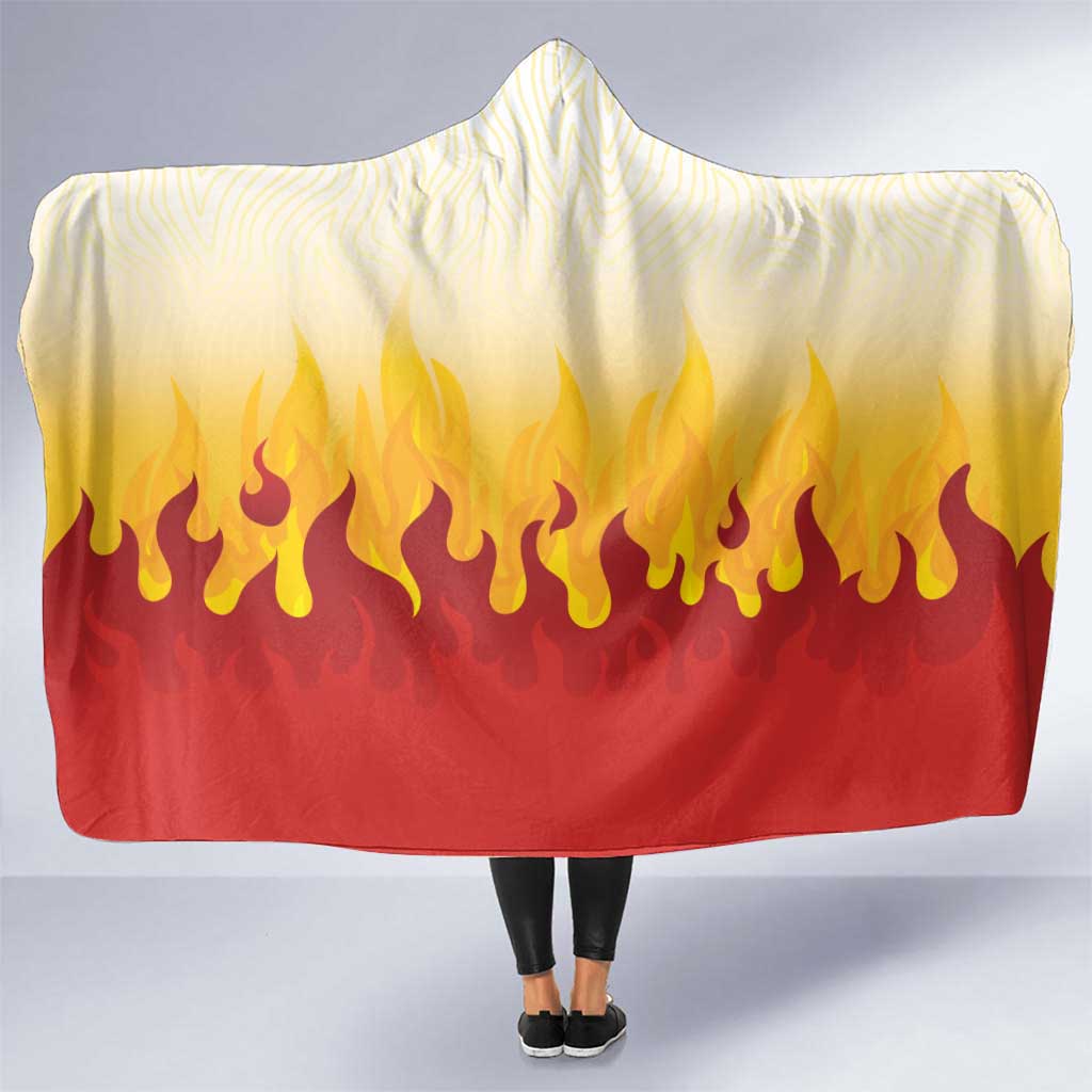 Japanese Kaen Pattern Hooded Blanket Flame Pillar Blazing Lion Heart - Polynesian Pride