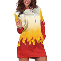 Japanese Kaen Pattern Hoodie Dress Flame Pillar Blazing Lion Heart - Polynesian Pride