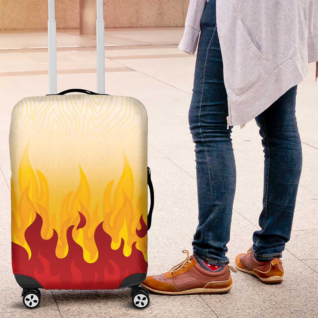 Japanese Kaen Pattern Luggage Cover Flame Pillar Blazing Lion Heart - Polynesian Pride