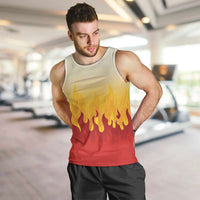 Japanese Kaen Pattern Men Tank Top Flame Pillar Blazing Lion Heart LT9 Red - Polynesian Pride