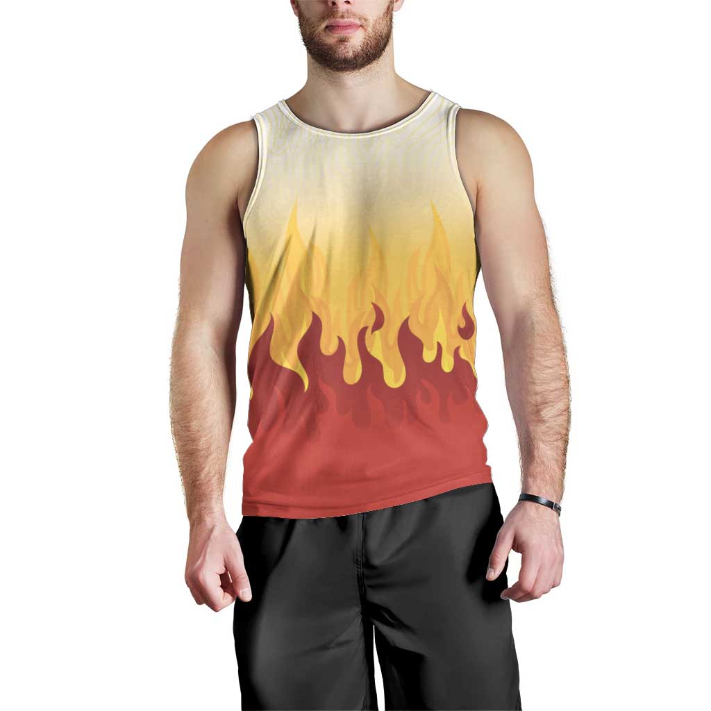 Japanese Kaen Pattern Men Tank Top Flame Pillar Blazing Lion Heart LT9 - Polynesian Pride