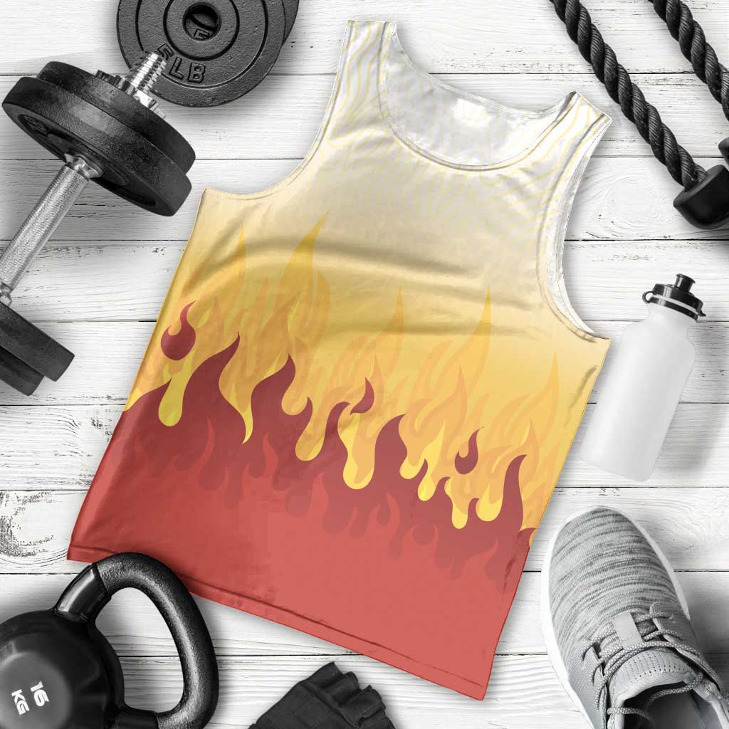 Japanese Kaen Pattern Men Tank Top Flame Pillar Blazing Lion Heart LT9 - Polynesian Pride