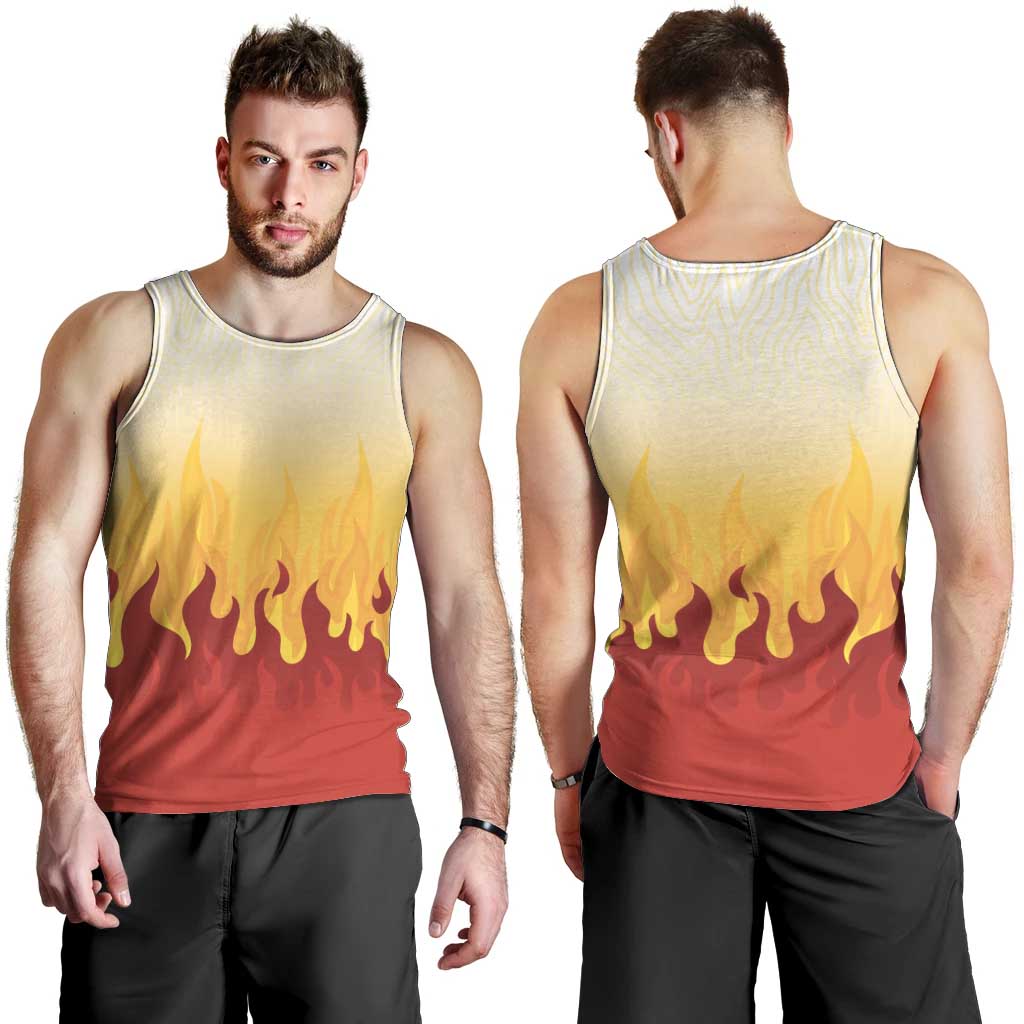 Japanese Kaen Pattern Men Tank Top Flame Pillar Blazing Lion Heart LT9 - Polynesian Pride