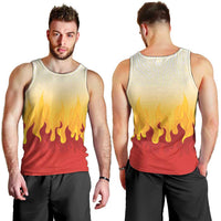 Japanese Kaen Pattern Men Tank Top Flame Pillar Blazing Lion Heart LT9 - Polynesian Pride