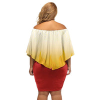 Japanese Kaen Pattern Off Shoulder Short Dress Flame Pillar Blazing Lion Heart - Polynesian Pride