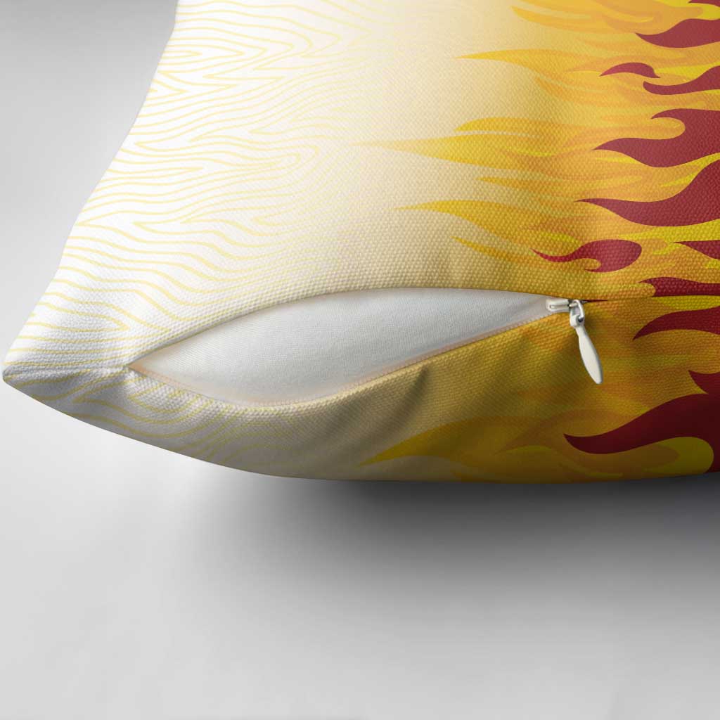 Japanese Kaen Pattern Pillow Cover Flame Pillar Blazing Lion Heart - Polynesian Pride