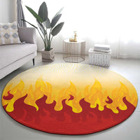 Japanese Kaen Pattern Round Carpet Flame Pillar Blazing Lion Heart - Polynesian Pride
