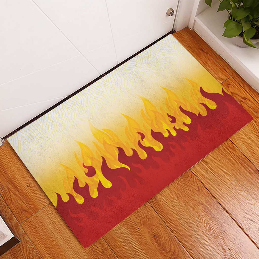 Japanese Kaen Pattern Rubber Doormat Flame Pillar Blazing Lion Heart LT9 - Polynesian Pride