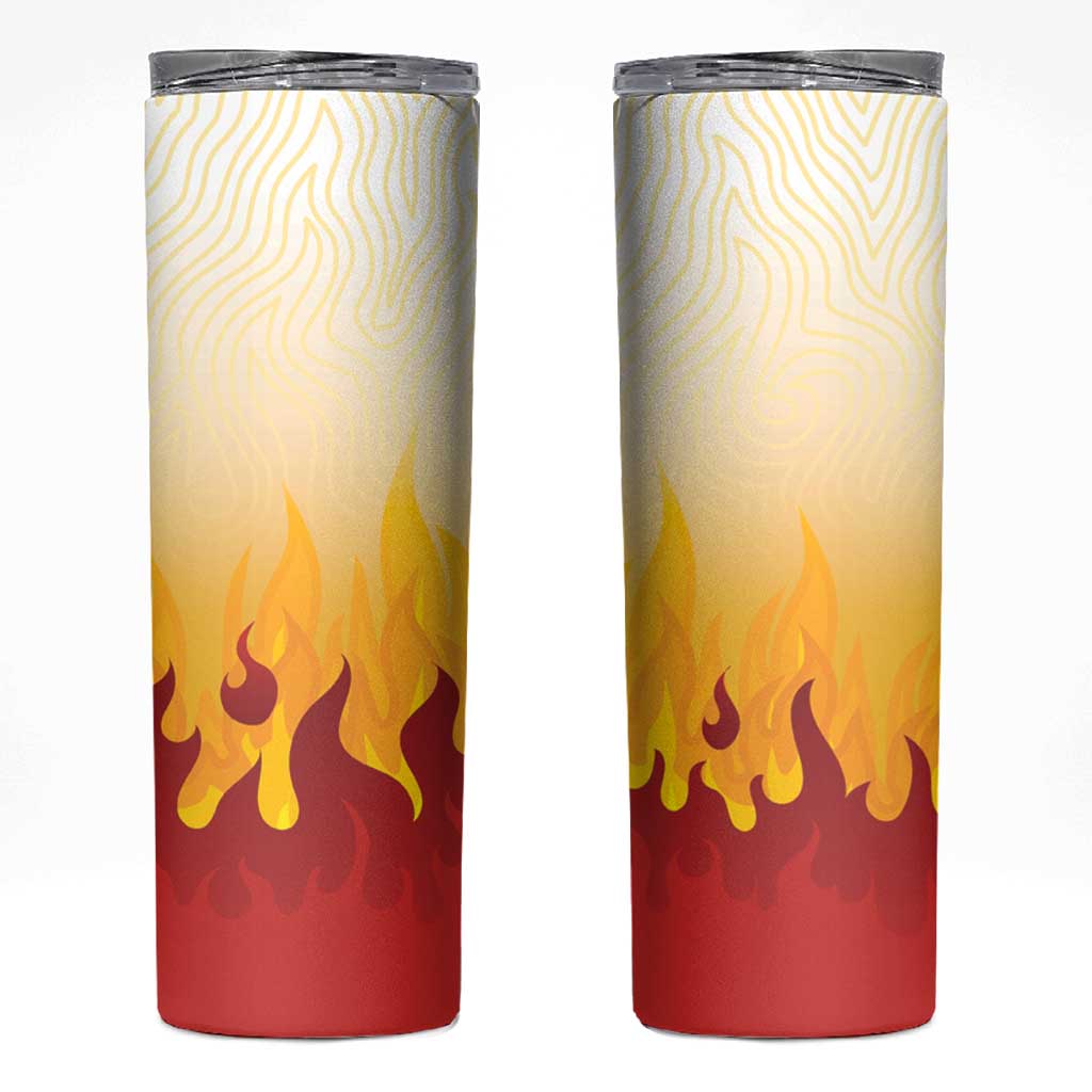 Japanese Kaen Pattern Skinny Tumbler Flame Pillar Blazing Lion Heart - Polynesian Pride