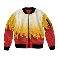 Japanese Kaen Pattern Sleeve Zip Bomber Jacket Flame Pillar Blazing Lion Heart - Polynesian Pride