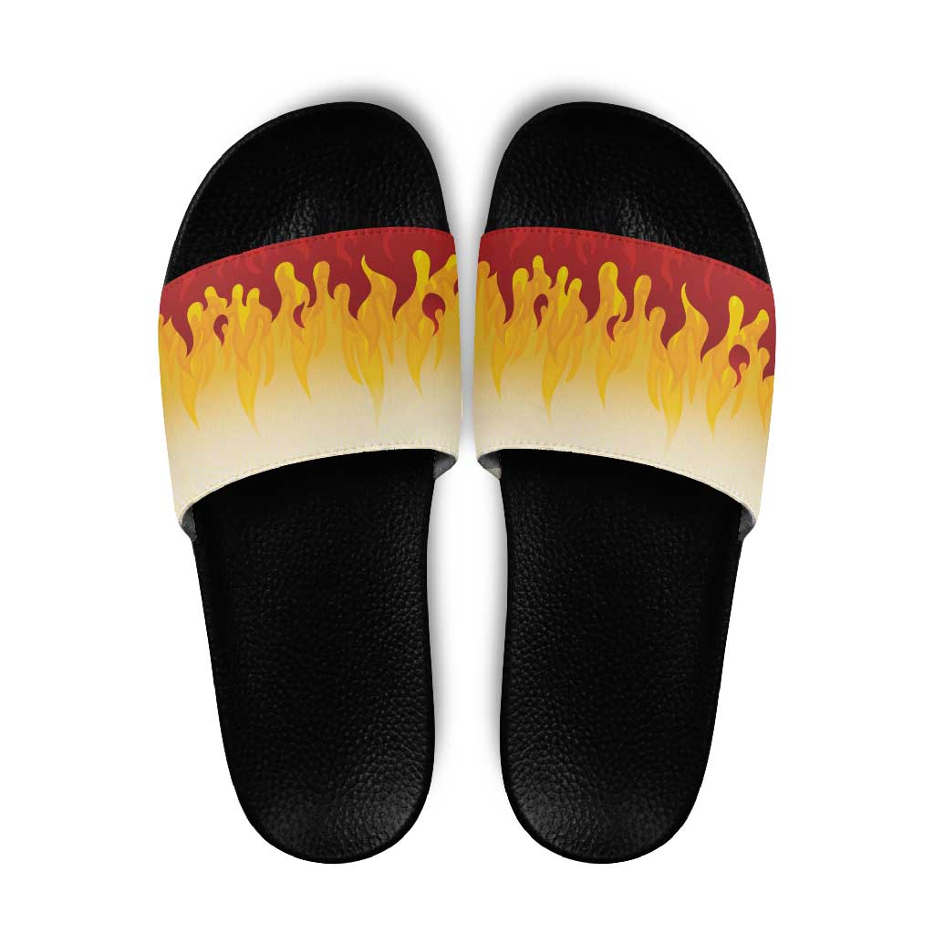 Japanese Kaen Pattern Slide Sandals Flame Pillar Blazing Lion Heart - Polynesian Pride