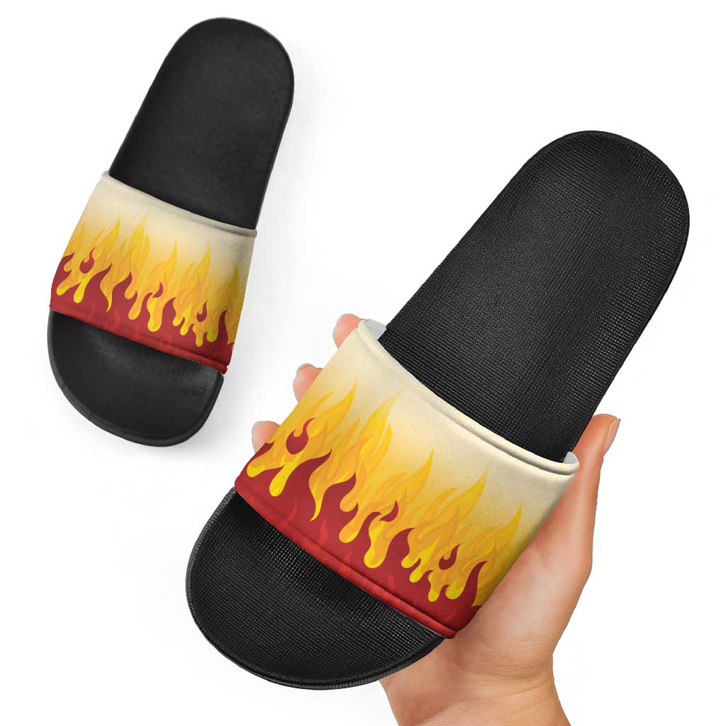 Japanese Kaen Pattern Slide Sandals Flame Pillar Blazing Lion Heart - Polynesian Pride
