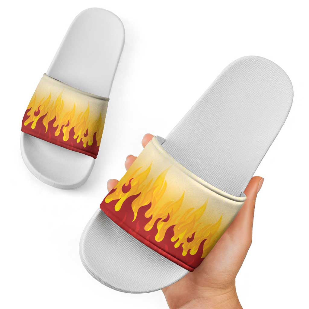 Japanese Kaen Pattern Slide Sandals Flame Pillar Blazing Lion Heart - Polynesian Pride