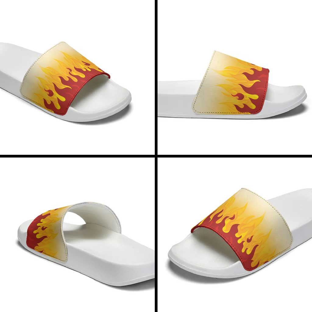Japanese Kaen Pattern Slide Sandals Flame Pillar Blazing Lion Heart - Polynesian Pride