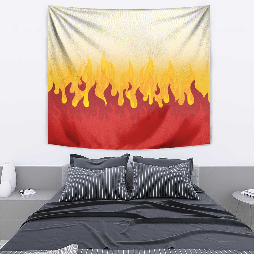 Japanese Kaen Pattern Tapestry Flame Pillar Blazing Lion Heart - Polynesian Pride