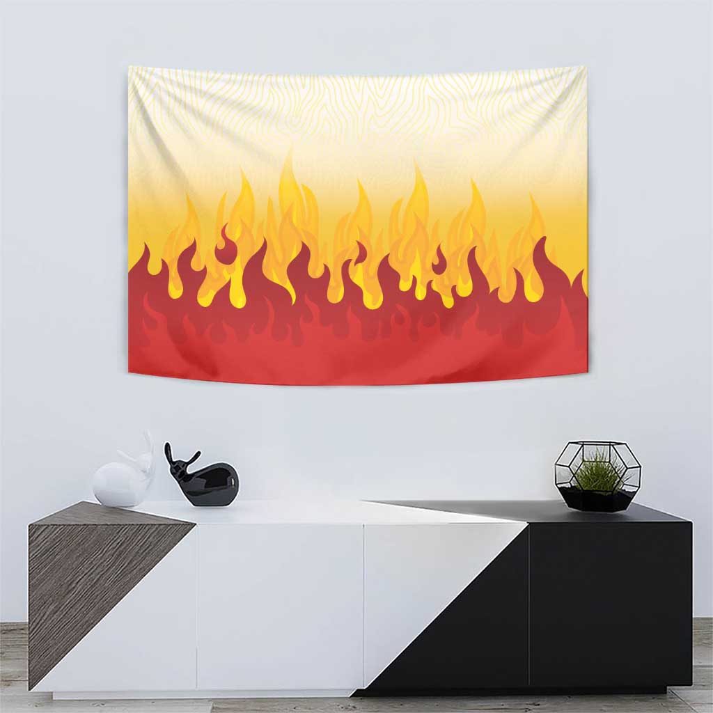 Japanese Kaen Pattern Tapestry Flame Pillar Blazing Lion Heart - Polynesian Pride
