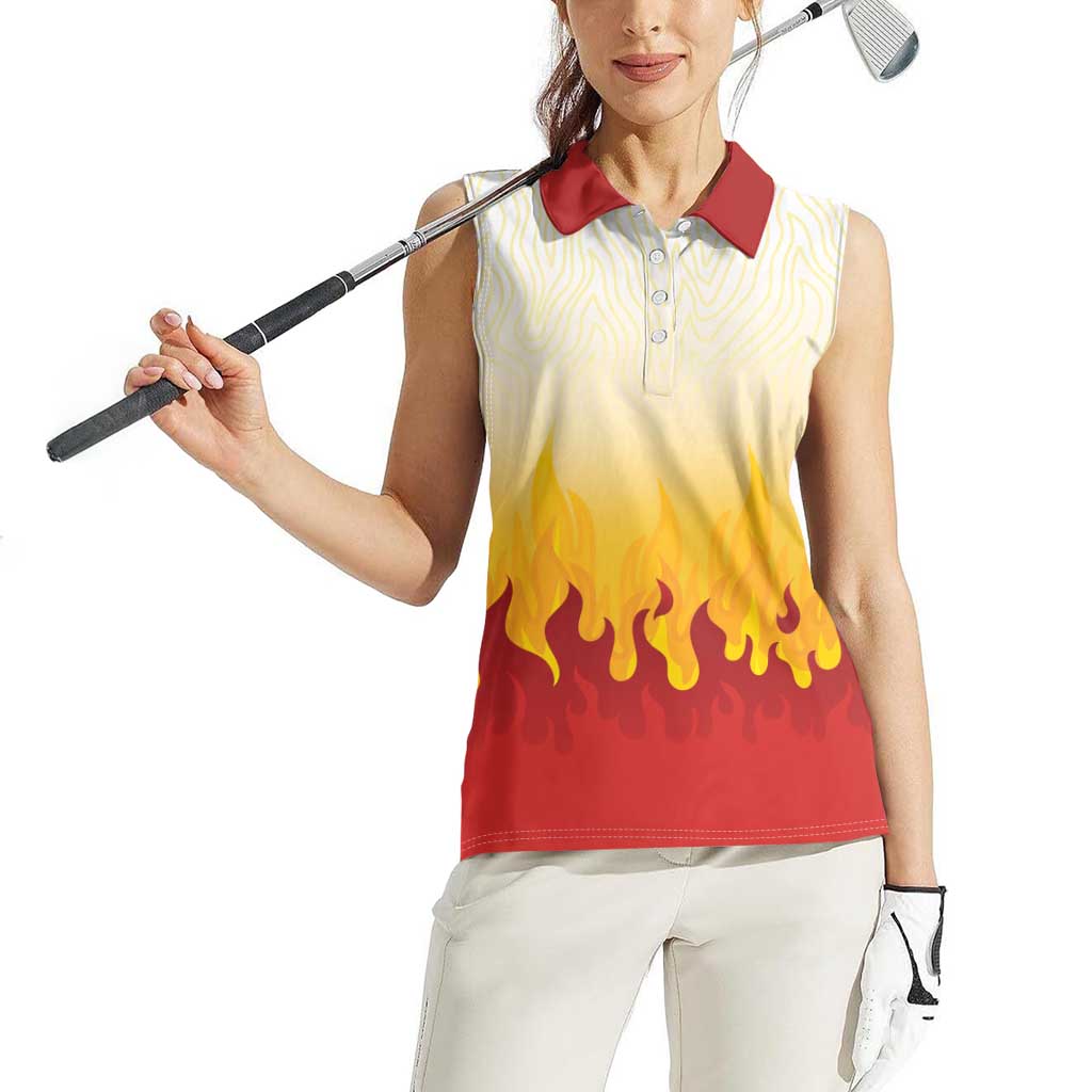 Japanese Kaen Pattern Women Sleeveless Polo Shirt Flame Pillar Blazing Lion Heart LT9 - Polynesian Pride