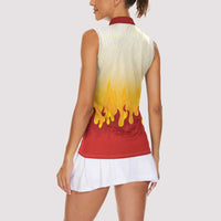 Japanese Kaen Pattern Women Sleeveless Polo Shirt Flame Pillar Blazing Lion Heart LT9 - Polynesian Pride