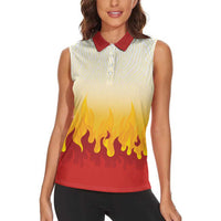 Japanese Kaen Pattern Women Sleeveless Polo Shirt Flame Pillar Blazing Lion Heart LT9 - Polynesian Pride
