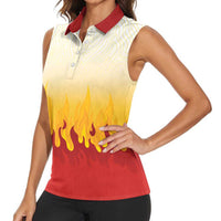 Japanese Kaen Pattern Women Sleeveless Polo Shirt Flame Pillar Blazing Lion Heart LT9 - Polynesian Pride