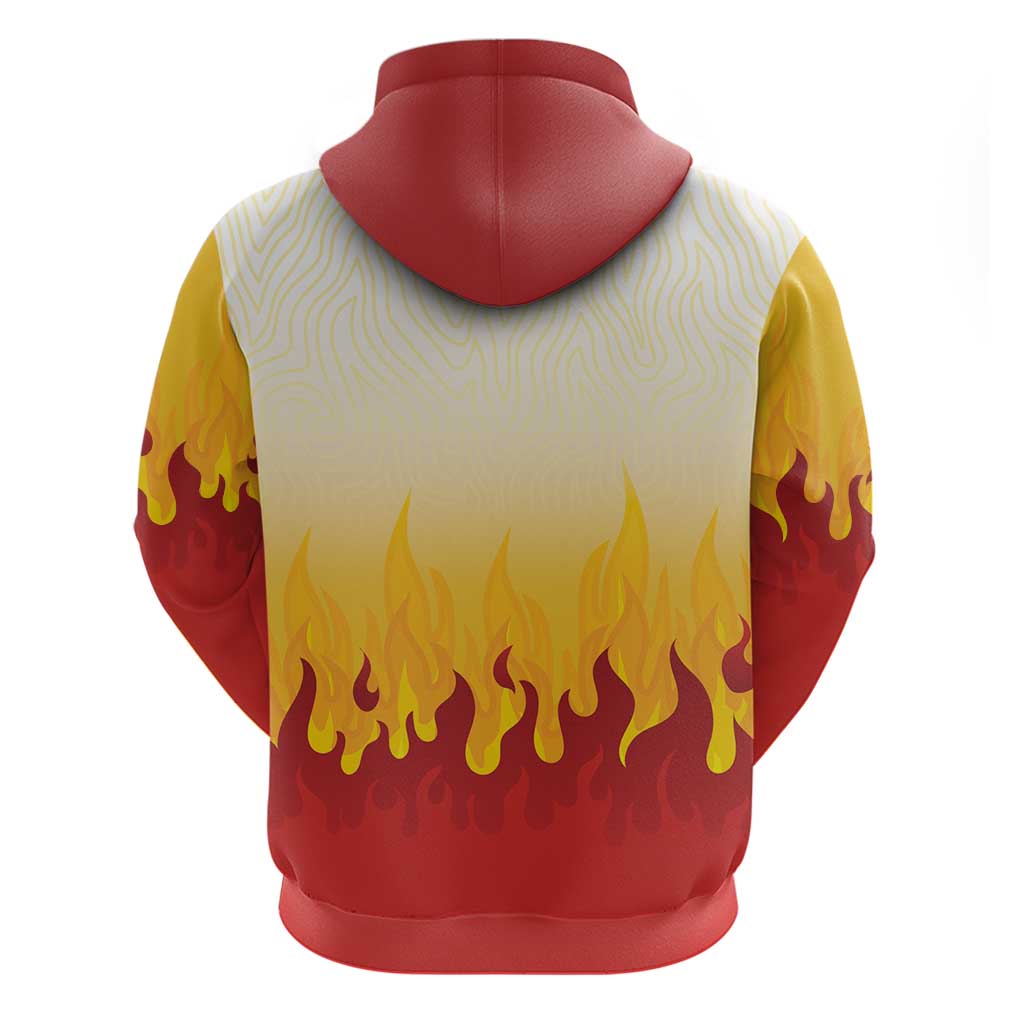 Japanese Kaen Pattern Zip Hoodie Flame Pillar Blazing Lion Heart - Polynesian Pride