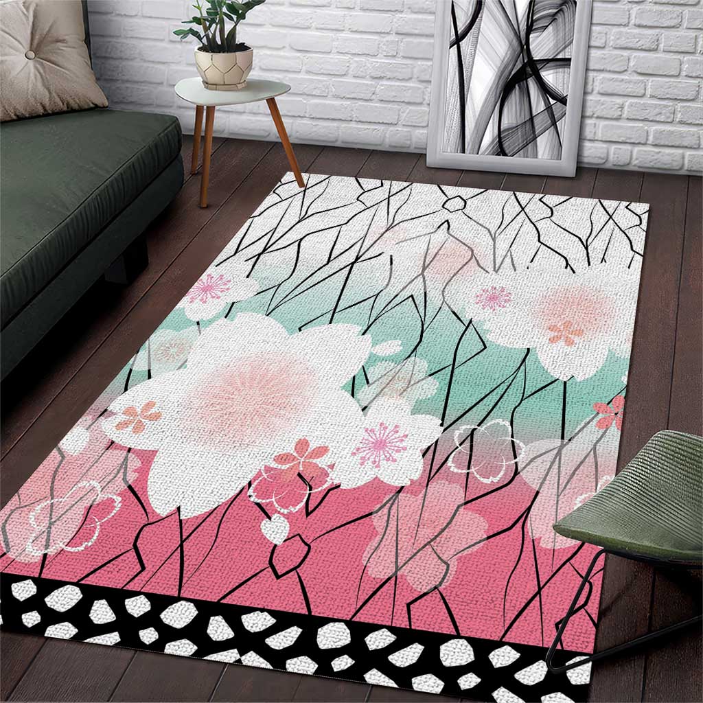 Japanese Kocho Pattern Area Rug Insect Pillar Butterfly Flower Fairy - Polynesian Pride