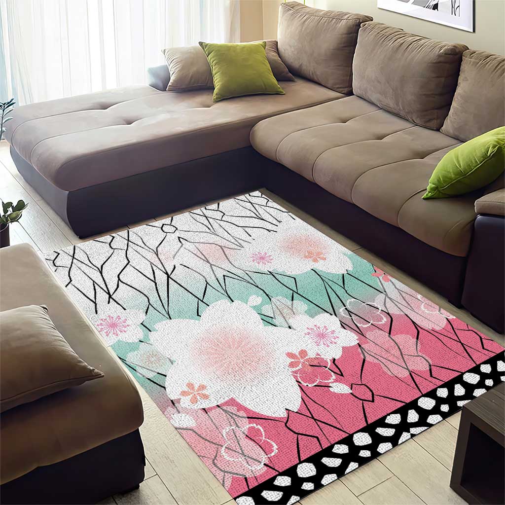 Japanese Kocho Pattern Area Rug Insect Pillar Butterfly Flower Fairy - Polynesian Pride