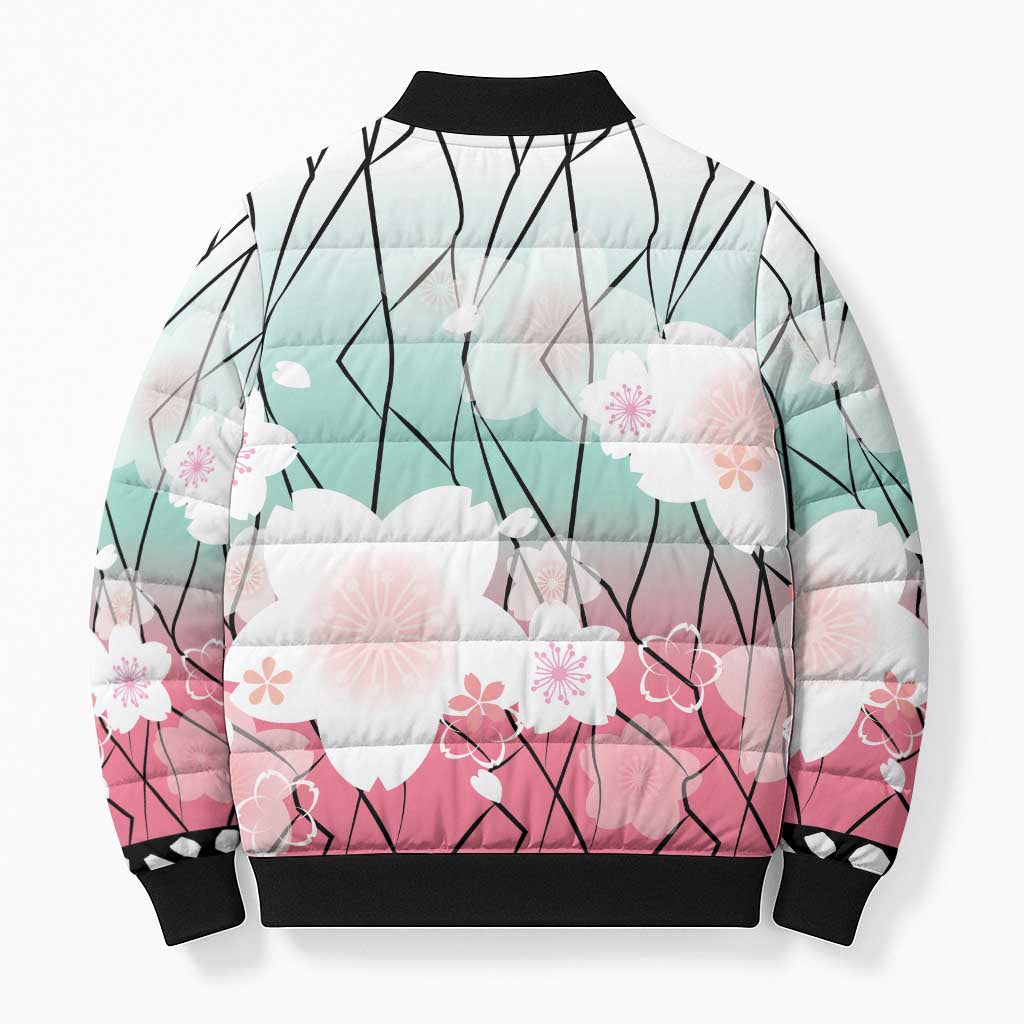 Japanese Kocho Pattern Bomber Puffer Jacket Insect Pillar Butterfly Flower Fairy LT9 - Polynesian Pride