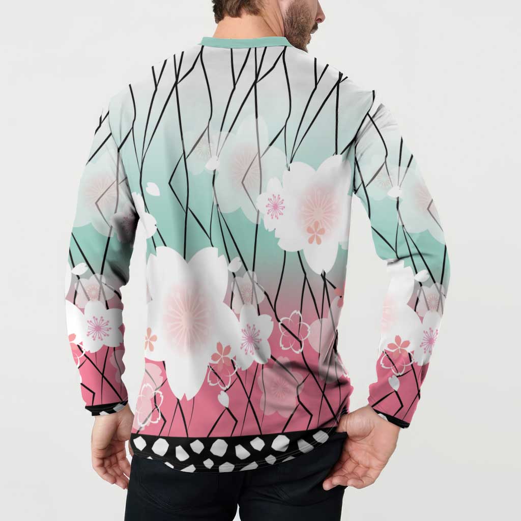 Japanese Kocho Pattern Button Sweatshirt Insect Pillar Butterfly Flower Fairy LT9 - Polynesian Pride