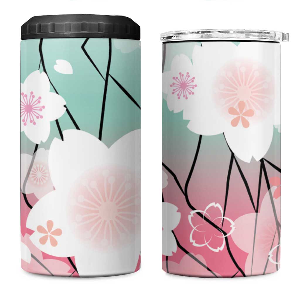 Japanese Kocho Pattern 4 in 1 Can Cooler Tumbler Insect Pillar Butterfly Flower Fairy LT9 One Size: 16 oz Pink - Polynesian Pride