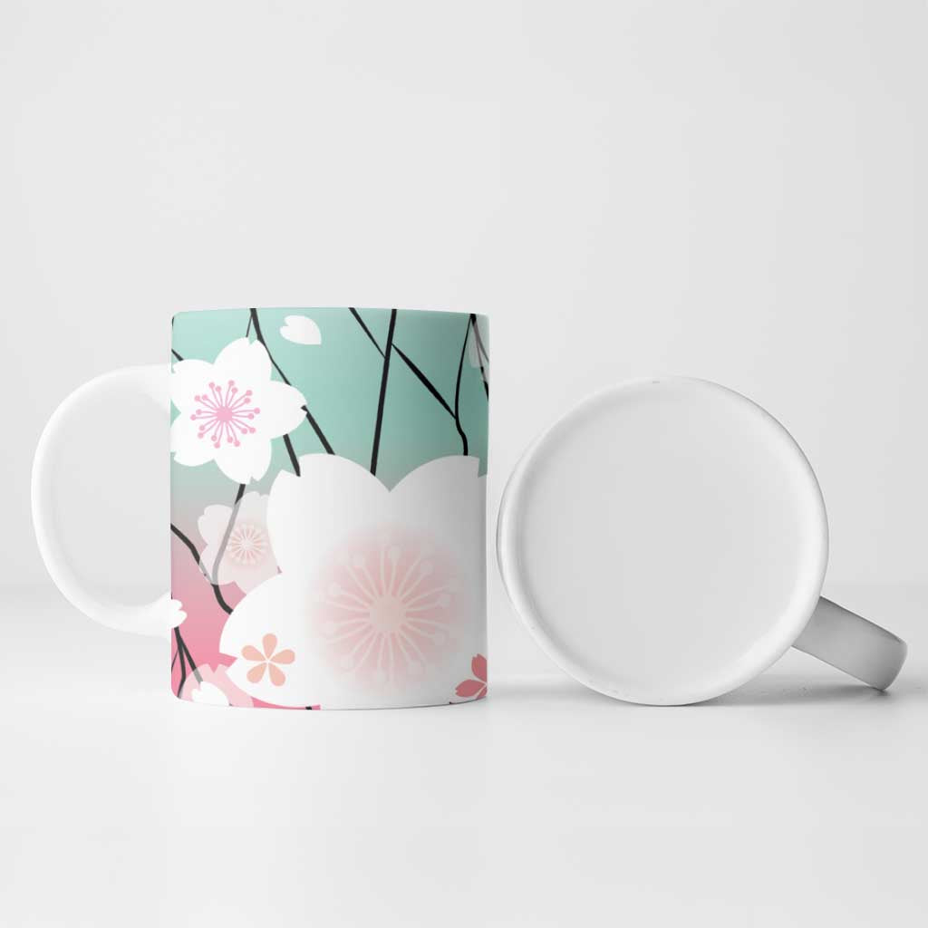 Japanese Kocho Pattern Ceramic Mug Insect Pillar Butterfly Flower Fairy LT9 - Polynesian Pride
