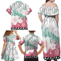 Japanese Kocho Pattern Family Matching Off Shoulder Maxi Dress and Hawaiian Shirt Insect Pillar Butterfly Flower Fairy - Polynesian Pride